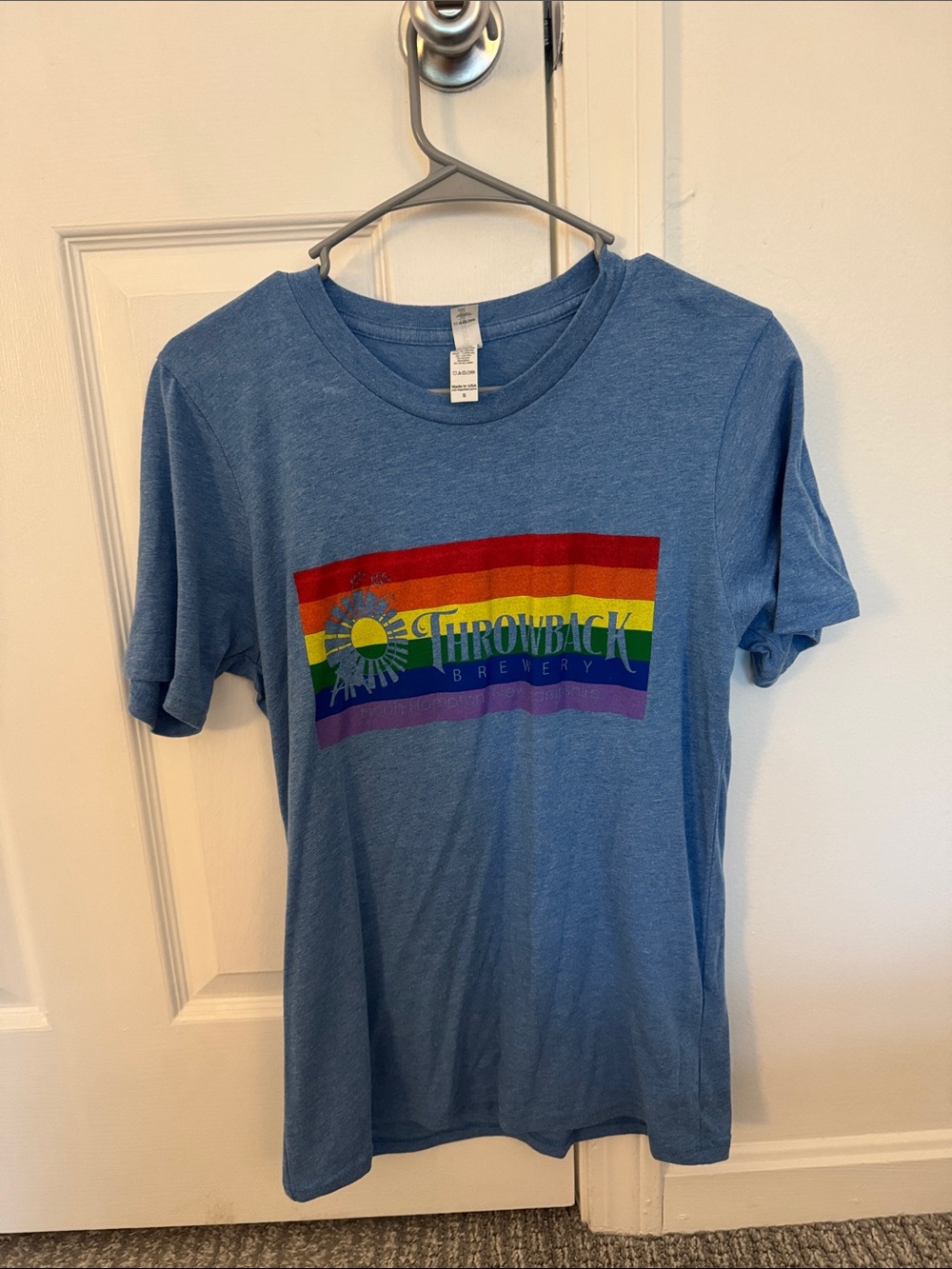 Throwback Brewery Rainbow Logo T-Shirt - Blue